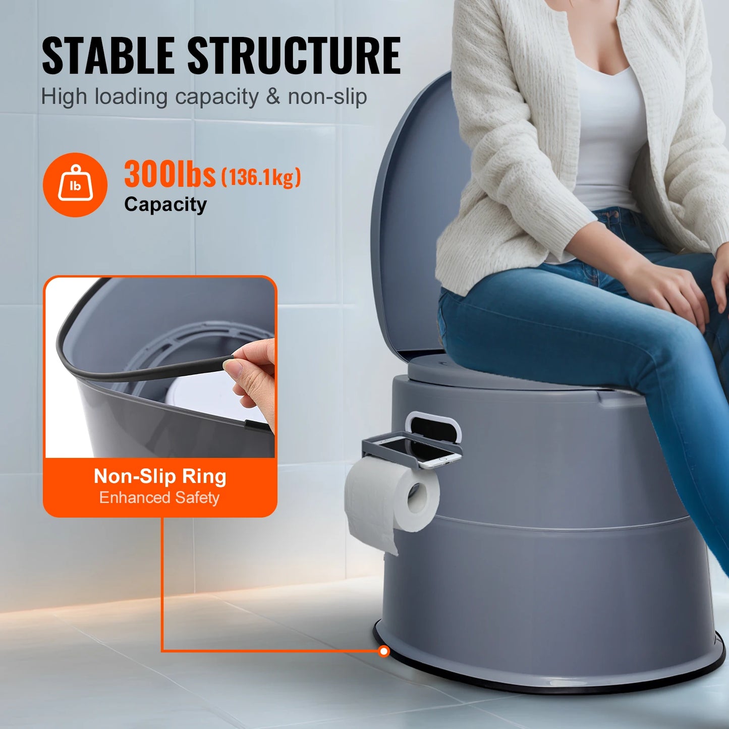 SucceBuy Portable Camping Toilet With 1.3G Detachable Inner Bucket