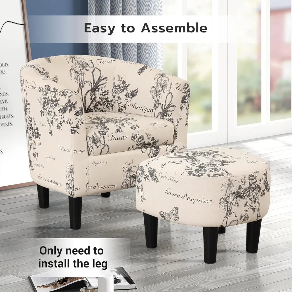 Ticify Modern Accent Chair With Ottoman For Small Rooms