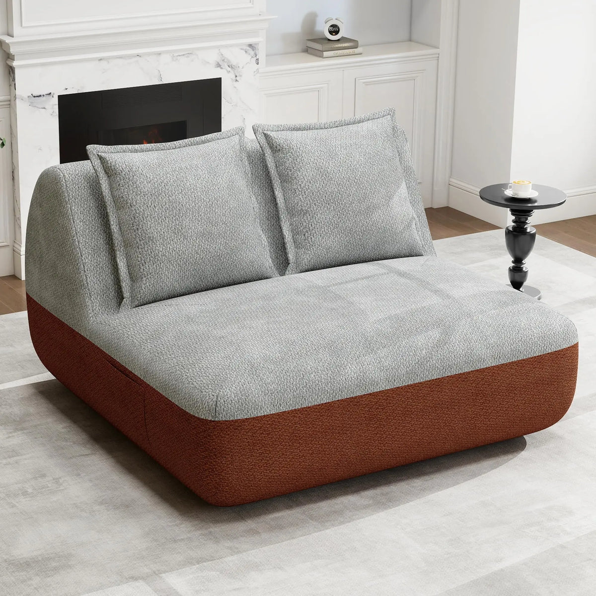XIUWO Armless Loveseat Sofa With Side Pocket Living Room