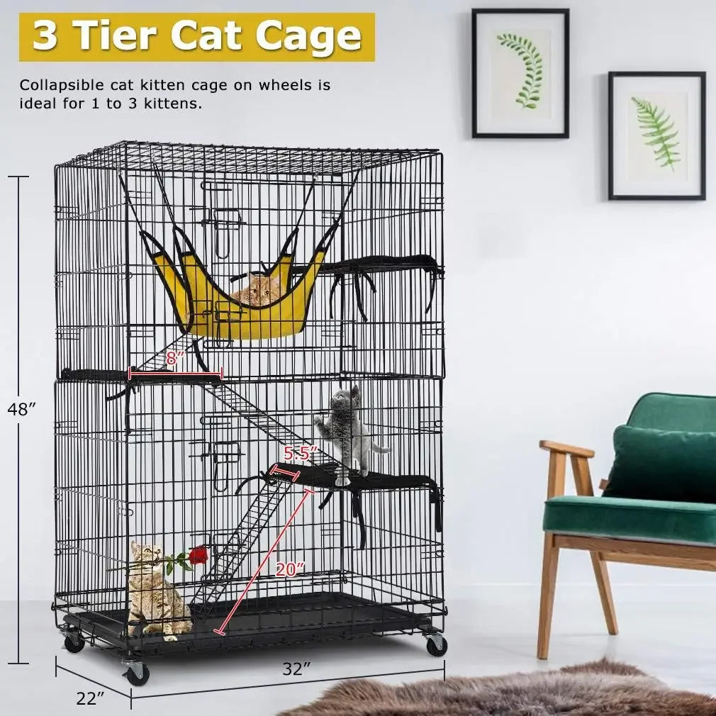 4 Layer 48 Inch Cat Cage Flat Noodles Box Cat Kennel Game Fence