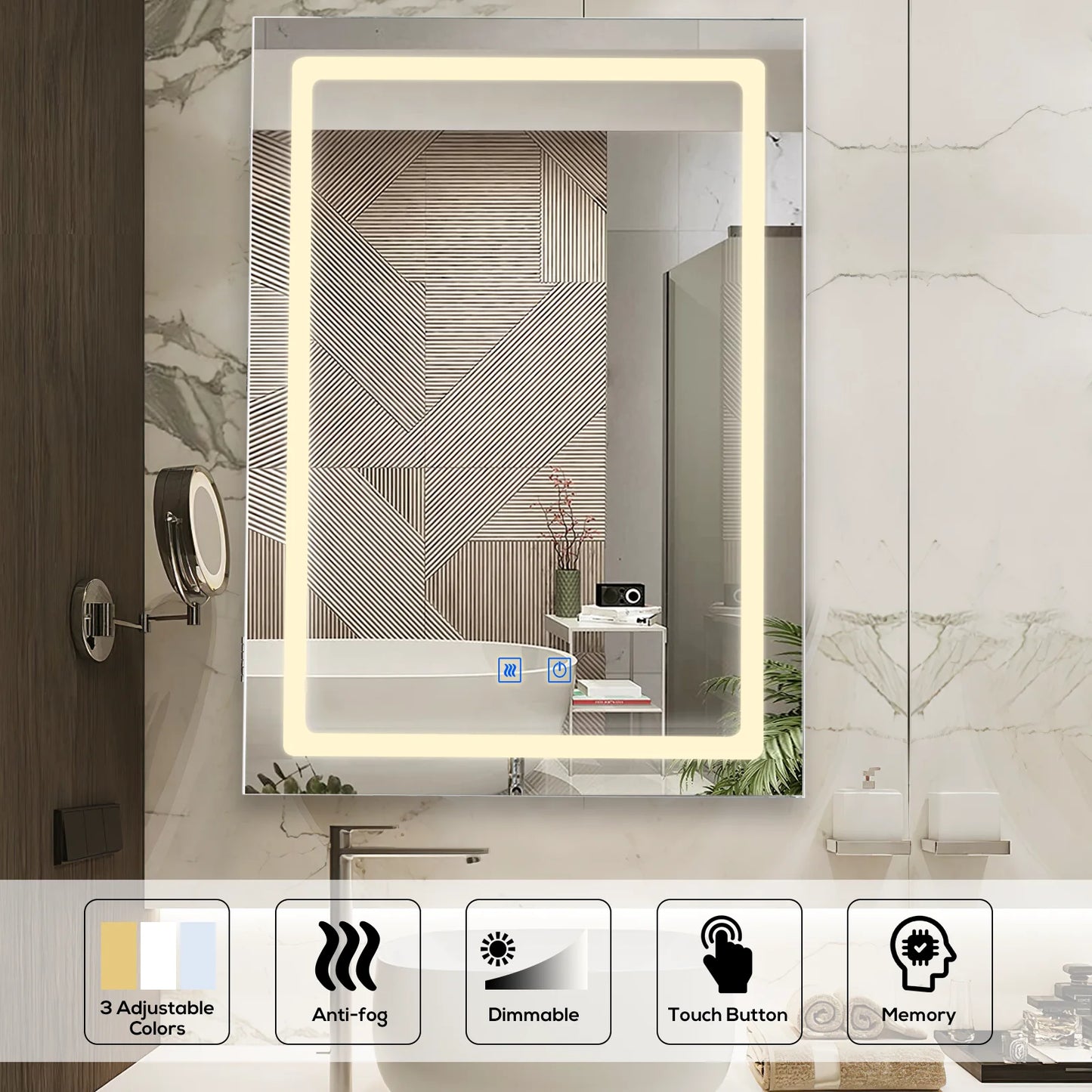 VOWNER LED Bathroom Medicine Cabinet Mirror Defogger