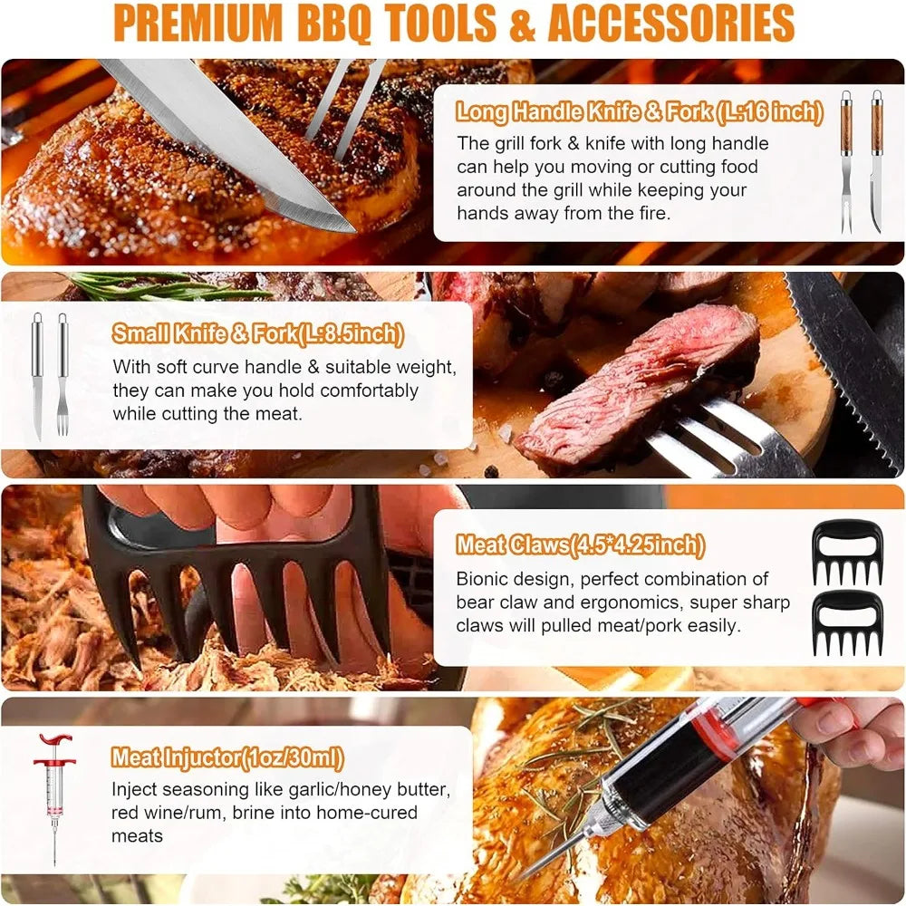 NBVCX 38 Piece Stainless Steel BBQ Tool Set Thermometer