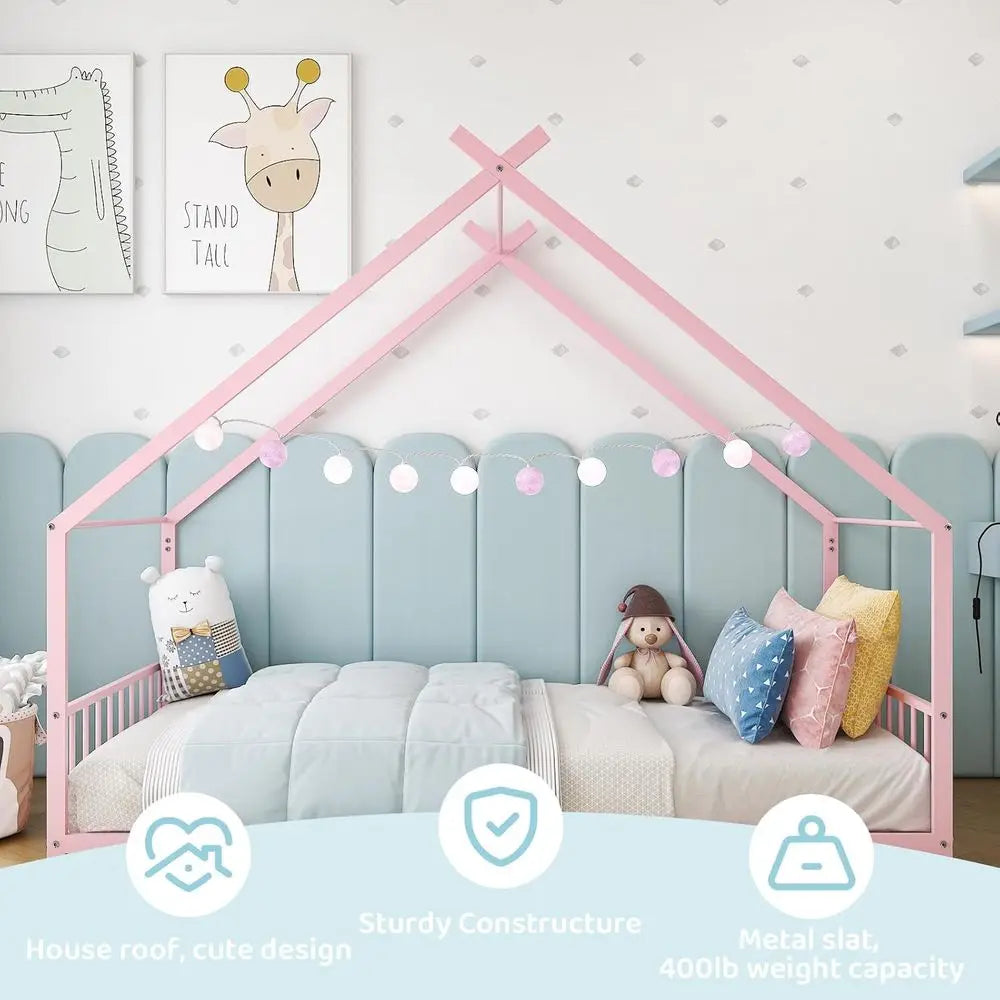 XMSJ Metal Toddler Bedstead With Slats No Box Spring