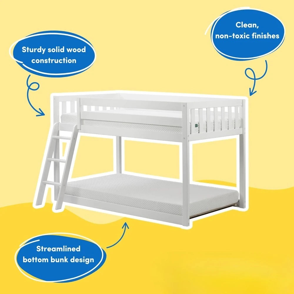 Hign-concerned Low Bunk Bed Solid Wood Bed Frame Slats