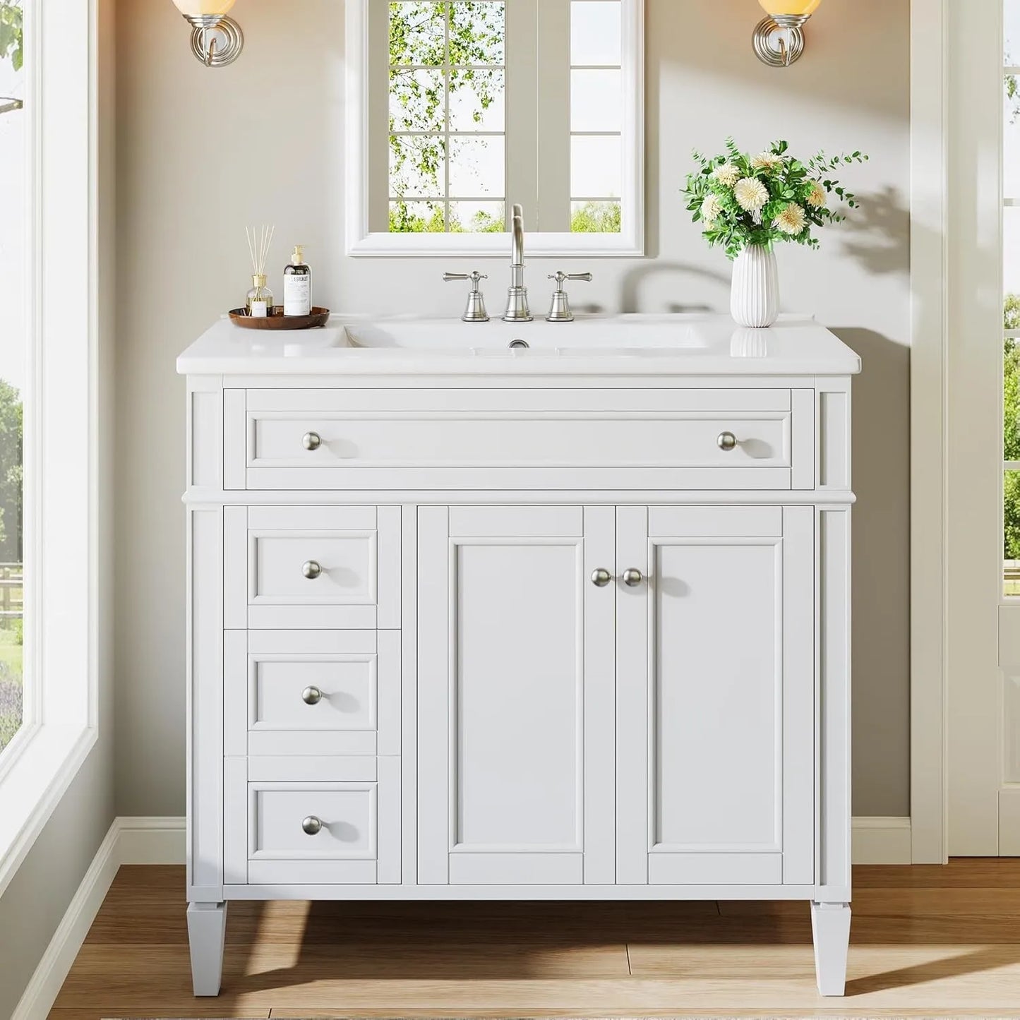 Bathroom Vanity With Sink Four Drawers And Cabinet