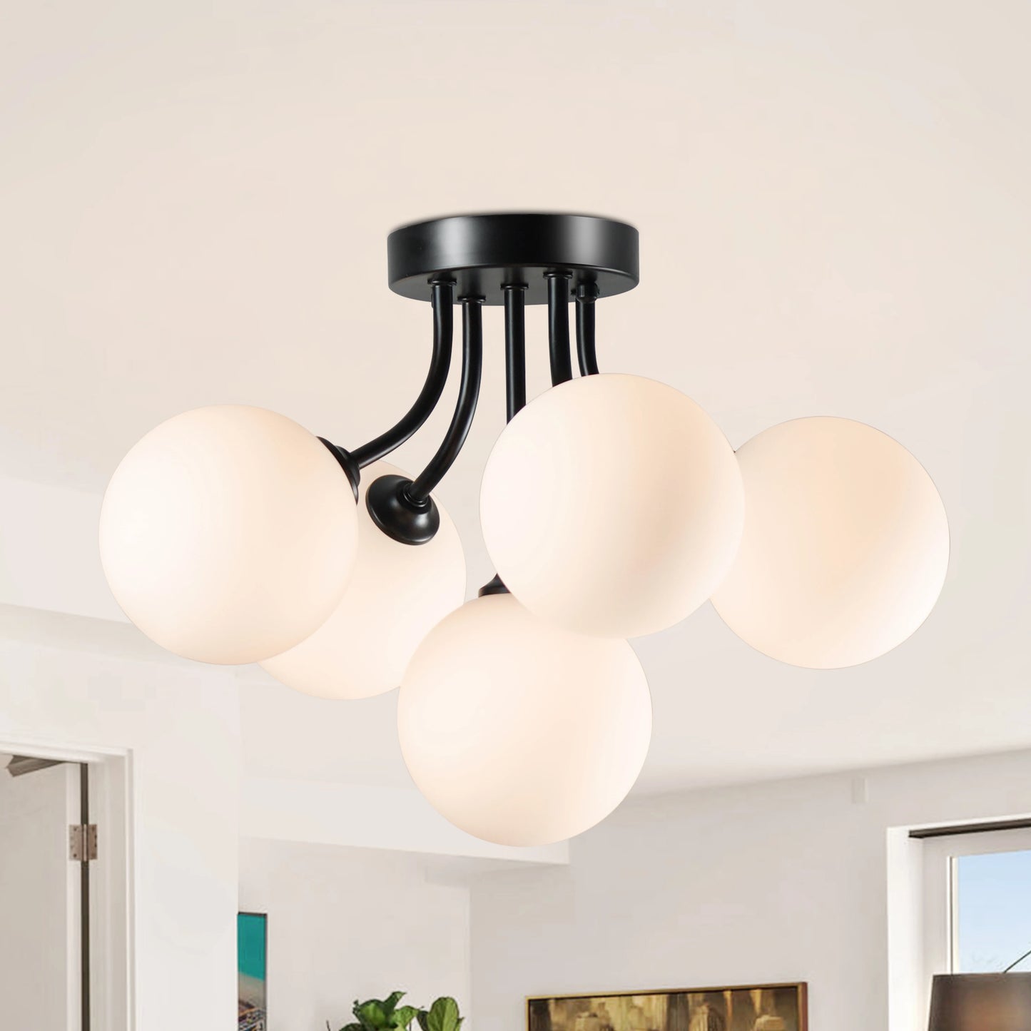 5-Light Ceiling Light Semi Flush Mount Fixture For Kitchen