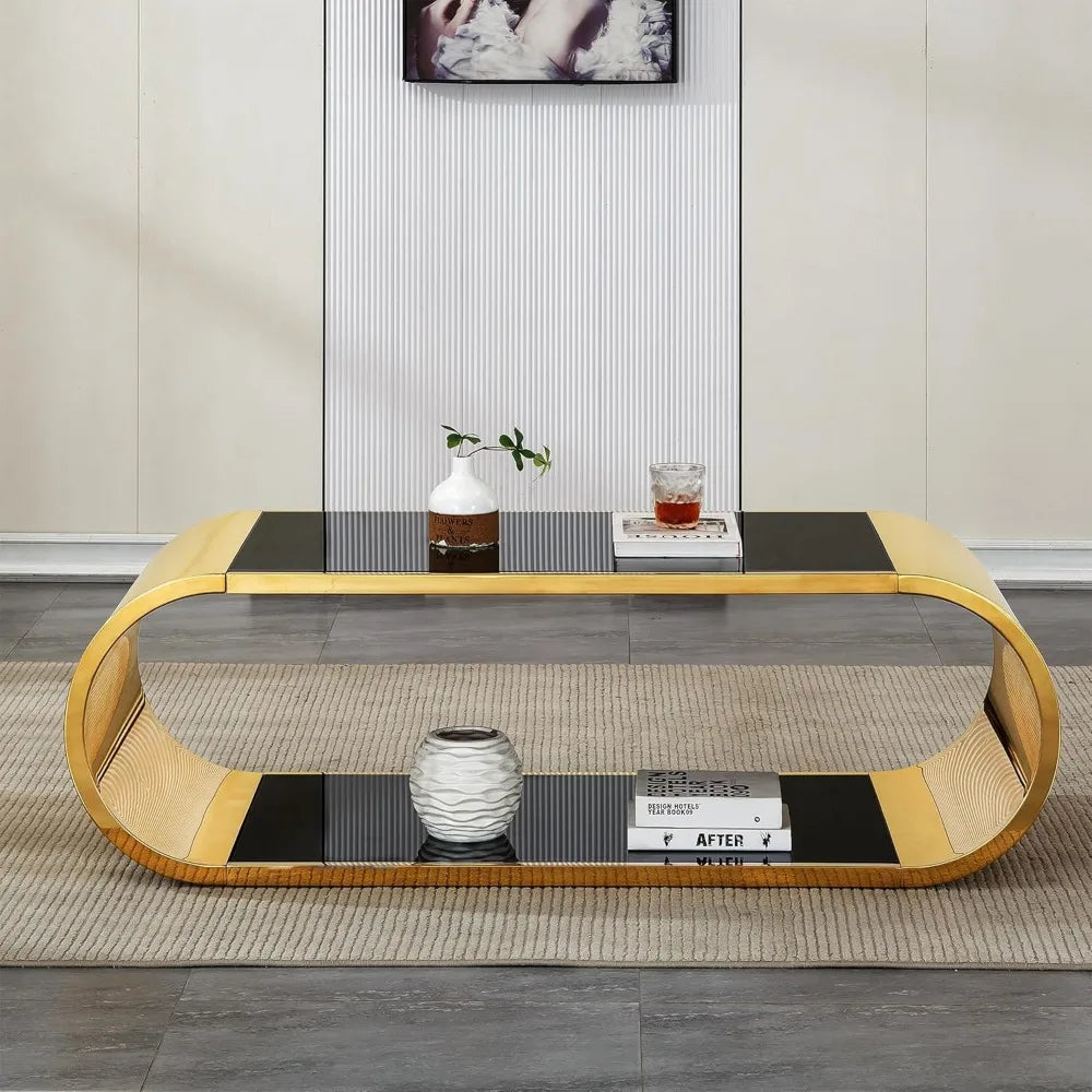 Tempered Glass Coffee Table With Stainless Steel Frame