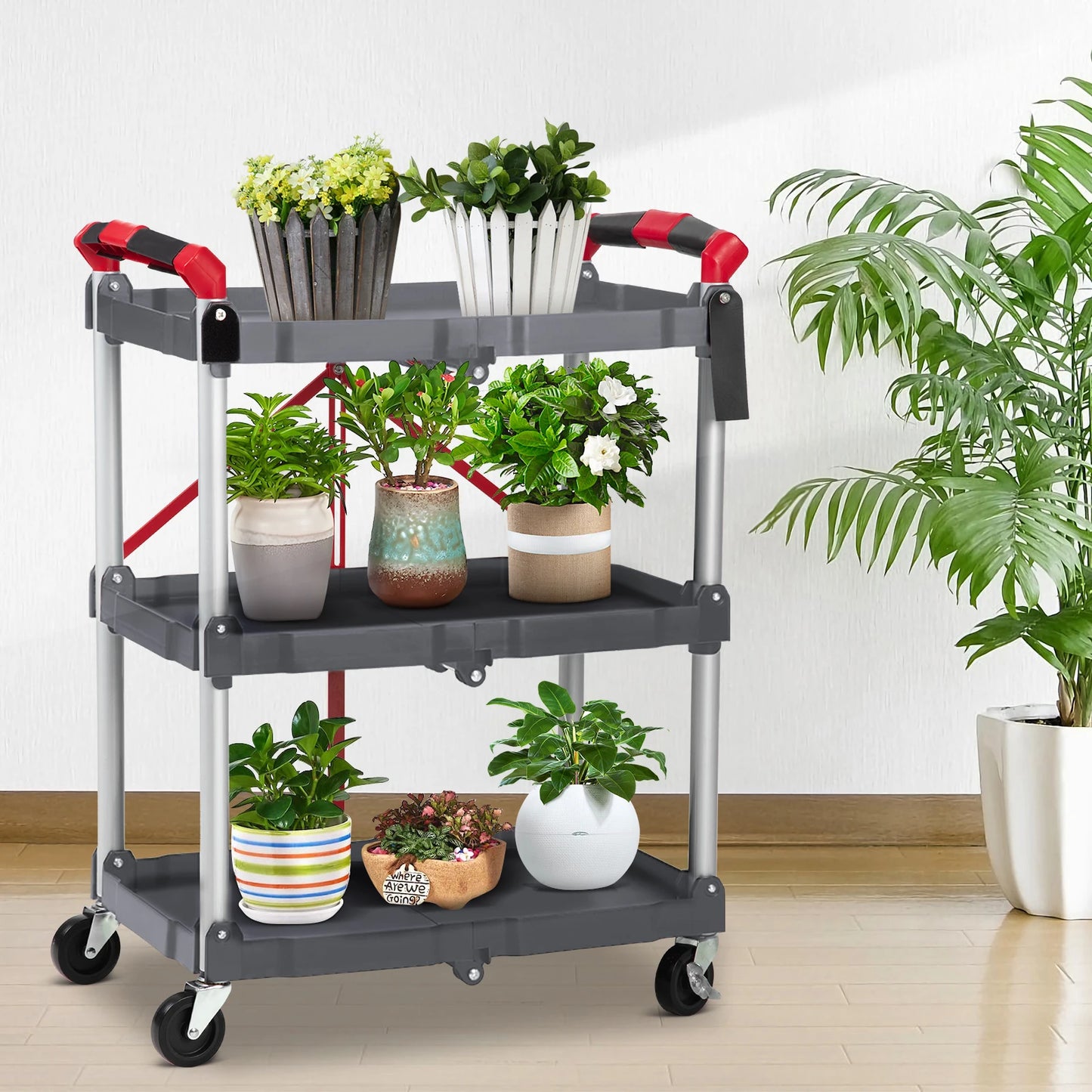 Portable Foldable Service Cart with Wheels