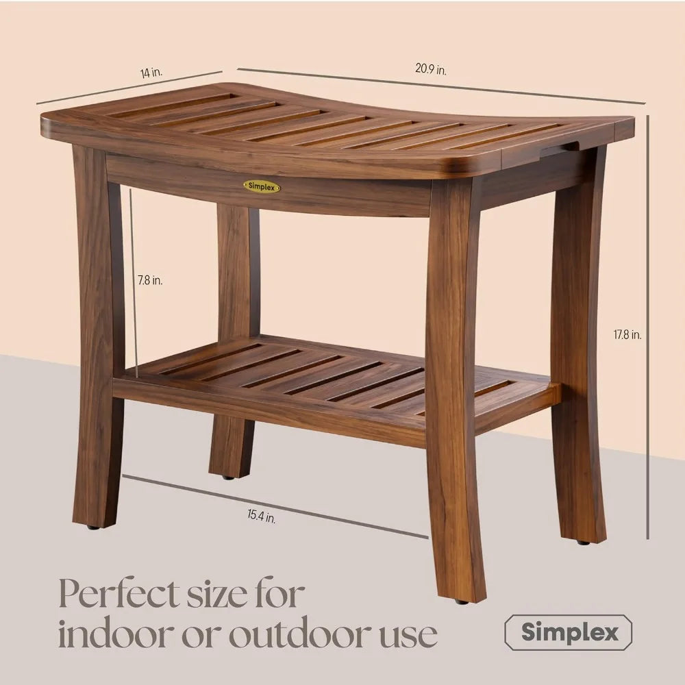 Combination Teak Shower Bench Fully Assembled Spa Seat