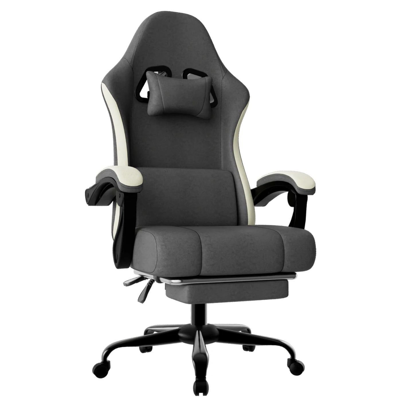 Ergonomic Gaming Chair With Pocketed Spring Cushion Footrest