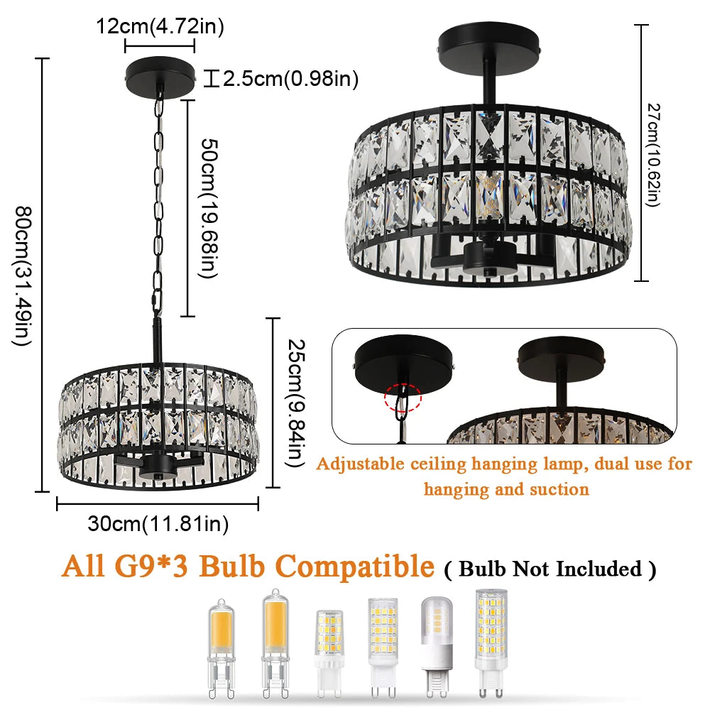 Vetrulus Crystal LED Pendant Chandelier for Modern Home Lighting