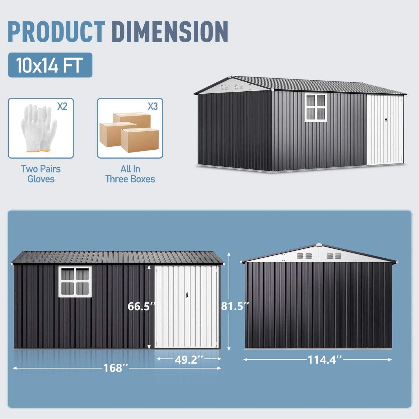 VIWAT Heavy Duty Metal Storage Shed With Window Lockable