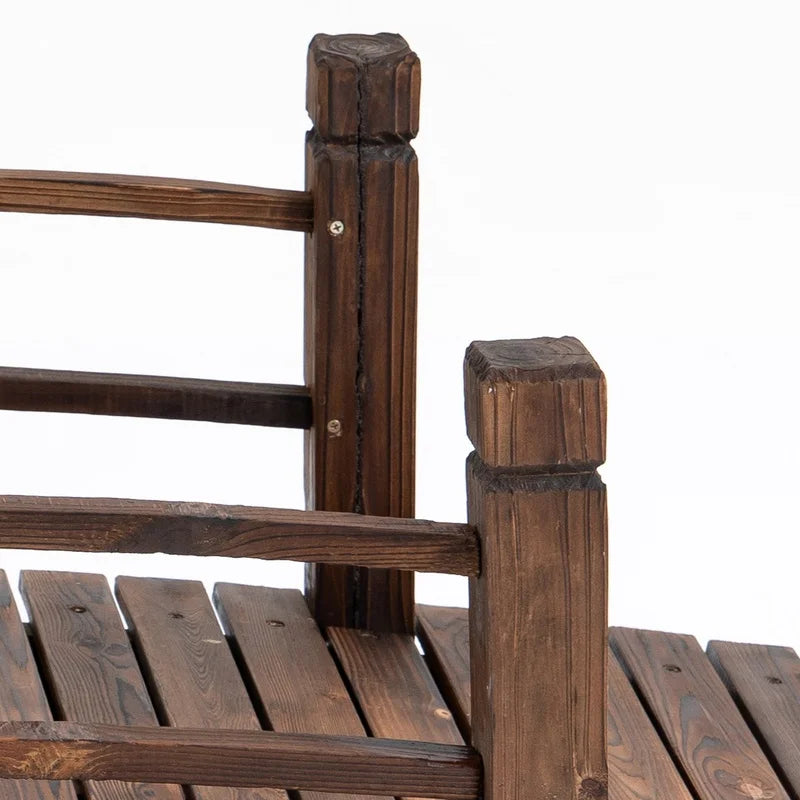 Fir Wood Garden Bridge Walkway With Railings For Backyard