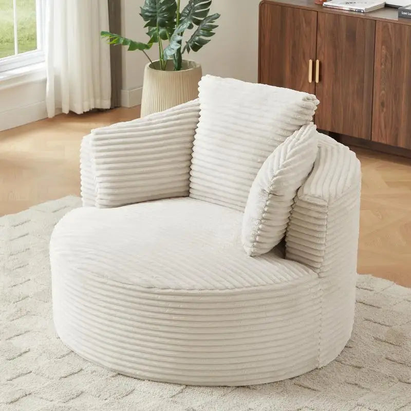 General Corduroy Round Chair Cushioned Backrest Modern