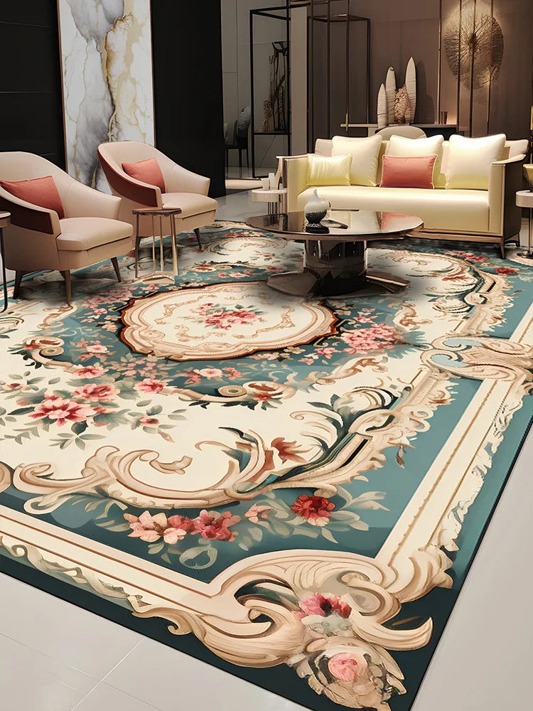 Pastoral Style Polyester Floor Rug for Living Room Bedroom