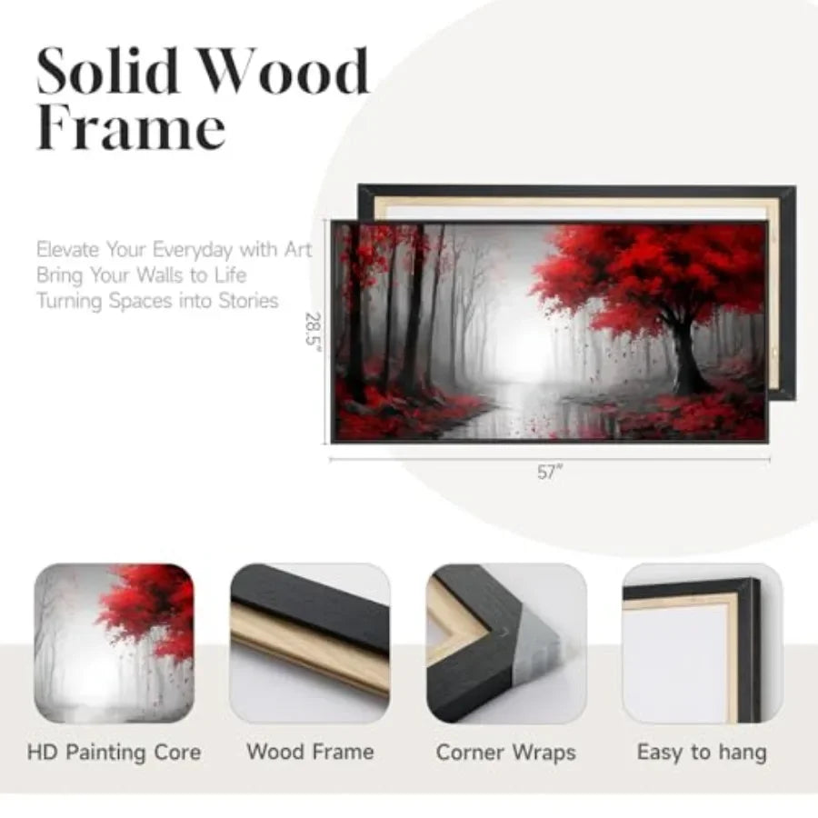 Framed Landscape Wall Art Canvas Forest Scene Living Room