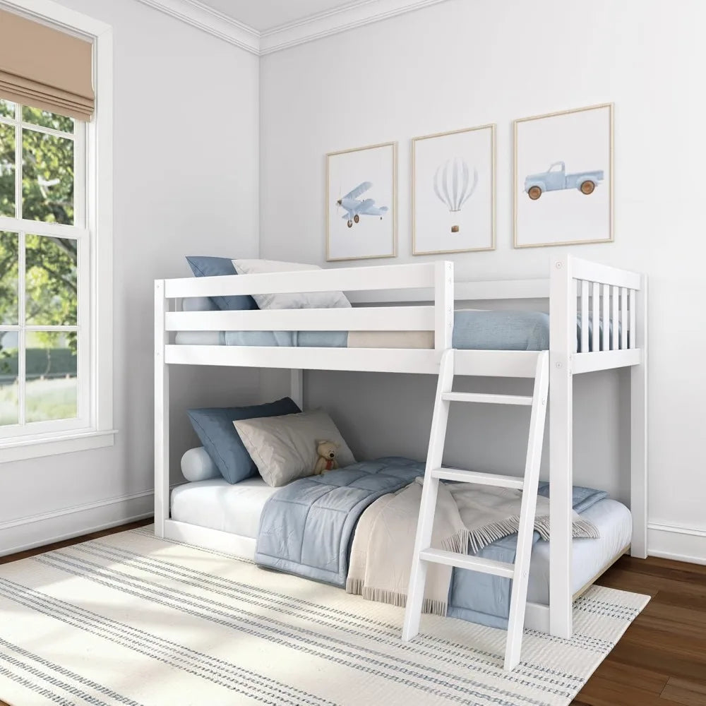 Hign-concerned Low Bunk Bed Solid Wood Bed Frame Slats