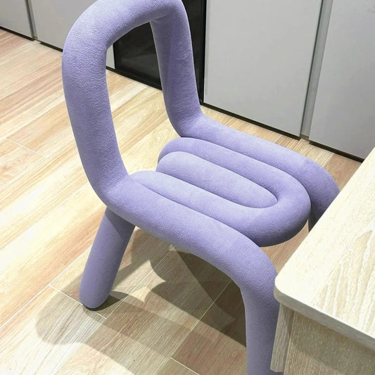 Plush Irregular Velvet Makeup Chair For Girls Bedroom