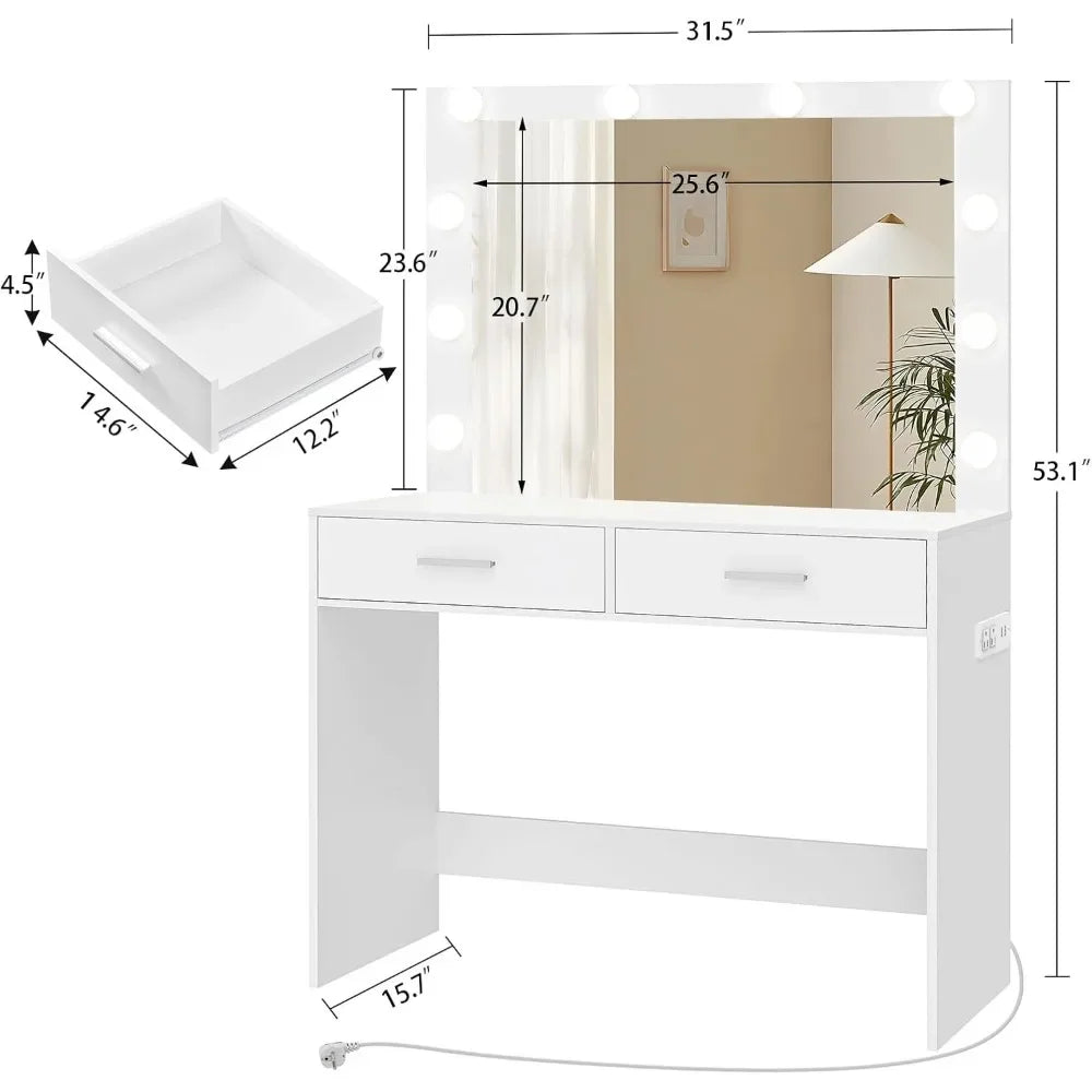 XMSJ Vanity Desk With Mirror And Lights