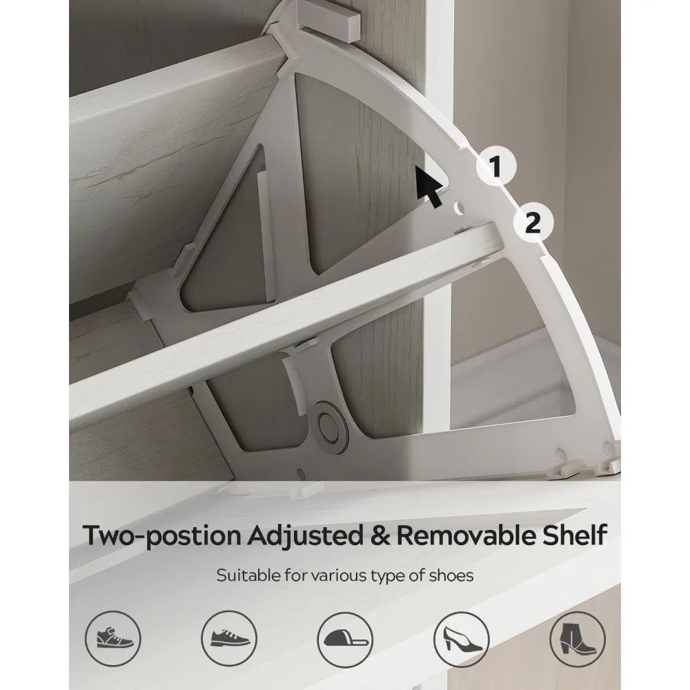 ANGDUO Rattan Shoe Cabinet Set With Flip Drawers Freestanding