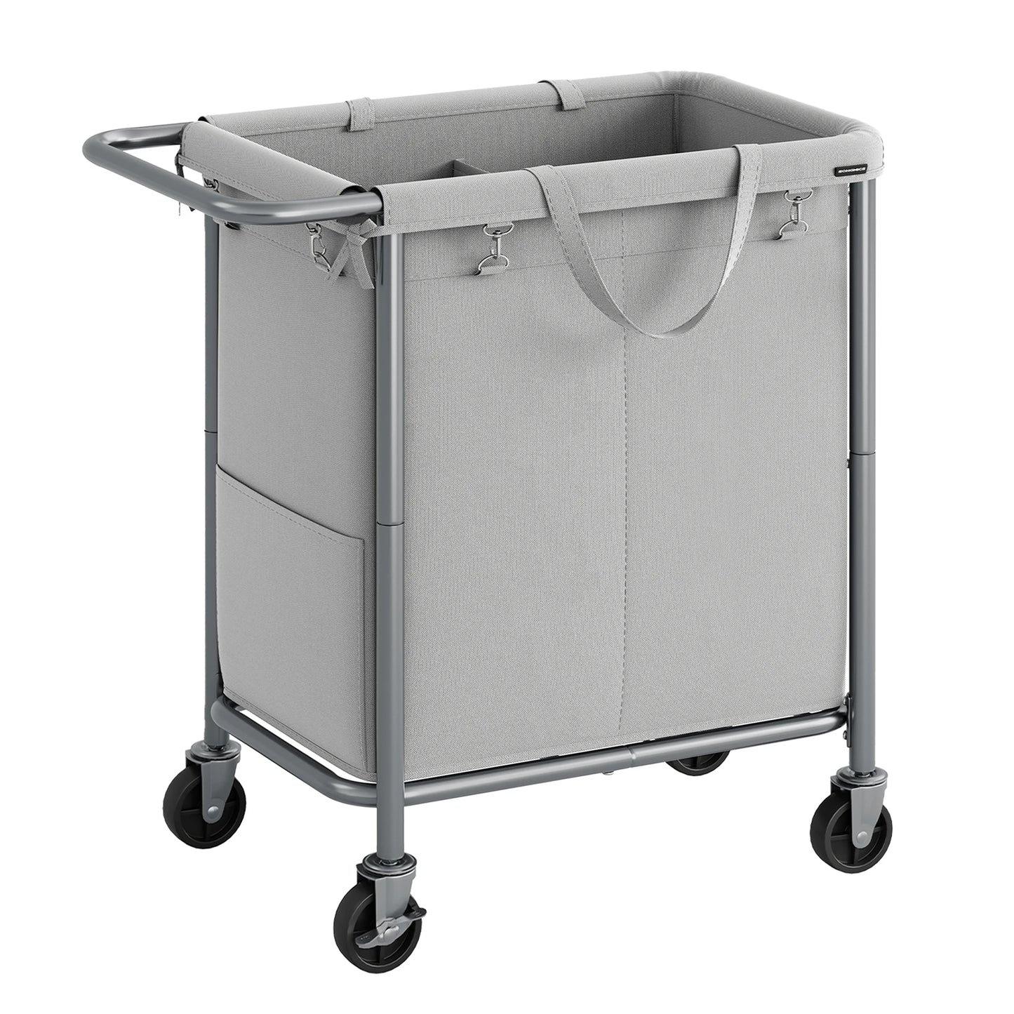 Songmics Rolling Laundry Basket 2-Section With Liner