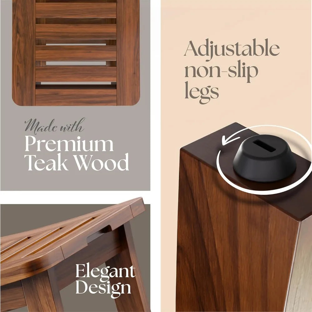 Combination Teak Shower Bench Fully Assembled Spa Seat