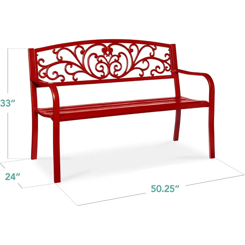 Outdoor Bench With Floral Backrest For Patio