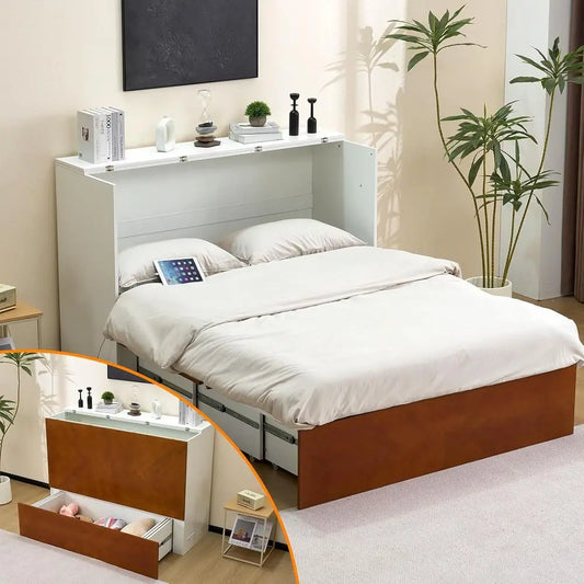 MKDK Murphy Bed With Storage And Dual Charging Station