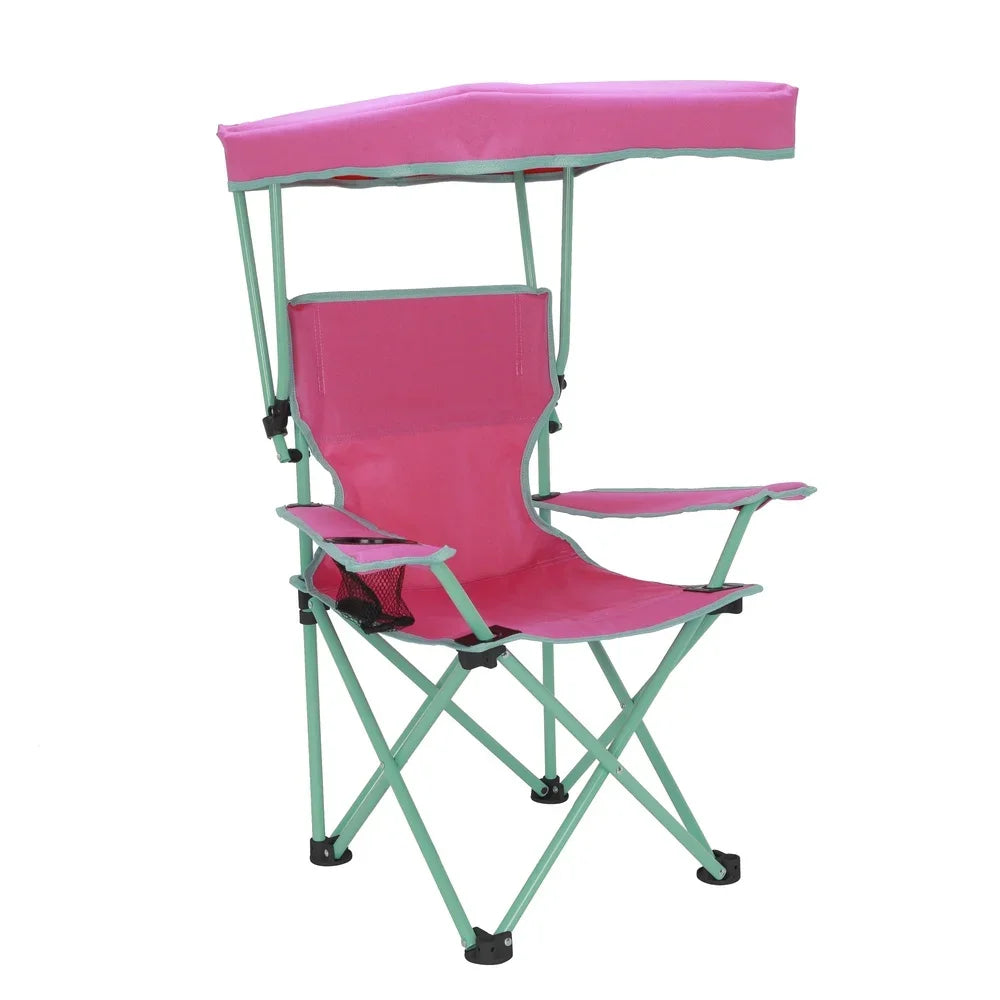Kids Canopy Camp Chair With Sunshade And Cup Holder