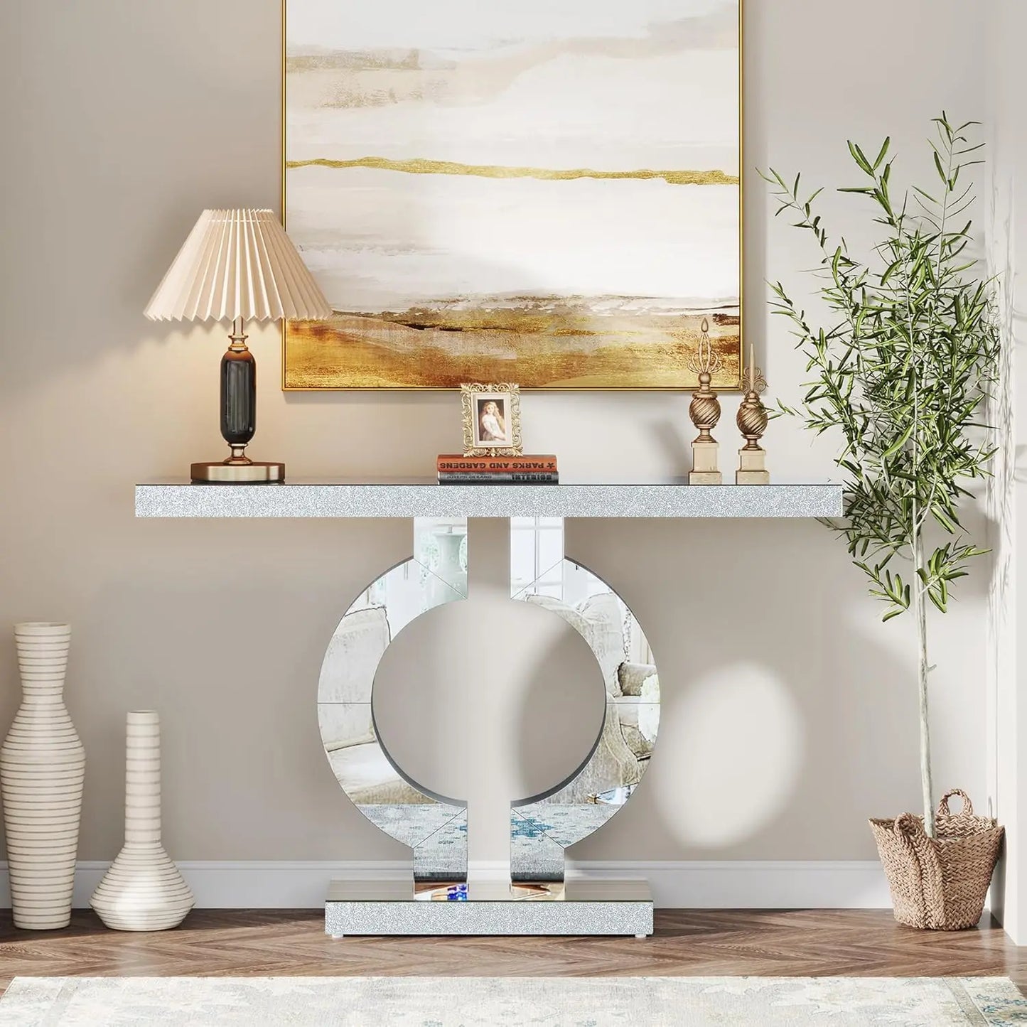 Tribesigns Mirrored Console Table Minimalist Modern Entryway