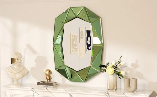 Wisfor Irregular Silver Glass Wall Mirror Beveled Diamond Edge