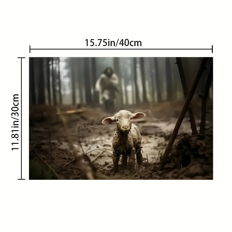 Wooden Frame Christ Will Save The Lamb Canvas Mural for Home Decoration