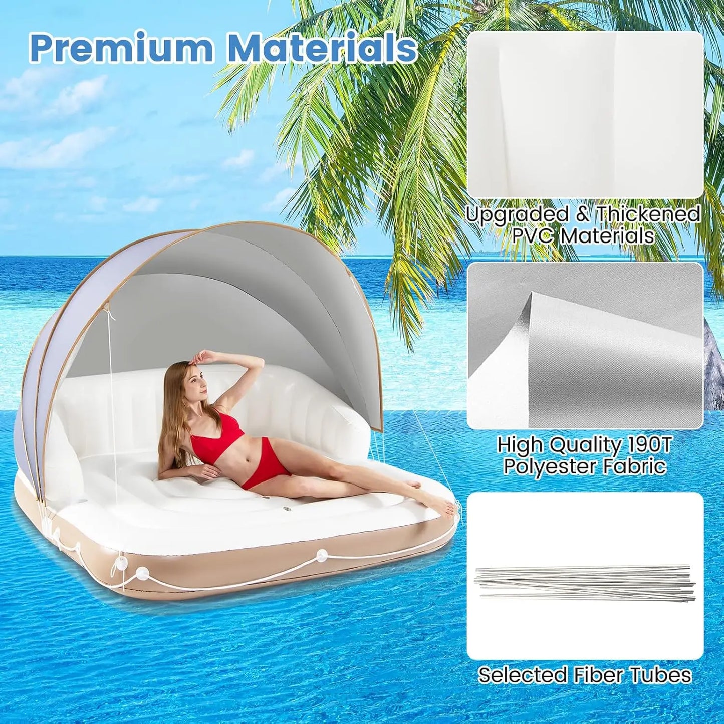 Inflatable Island With Canopy Sunshade for Outdoor Parties