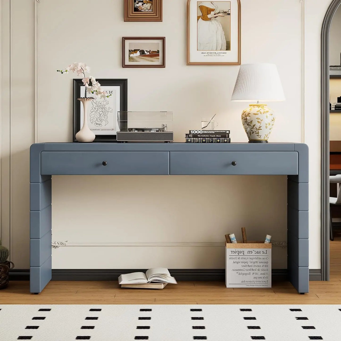 ZHENDAI Elegant Entryway Console Table With Fluted Design