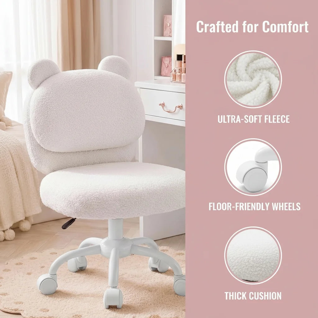 K Kyspho Faux Fur Bear Backrest Office Chair