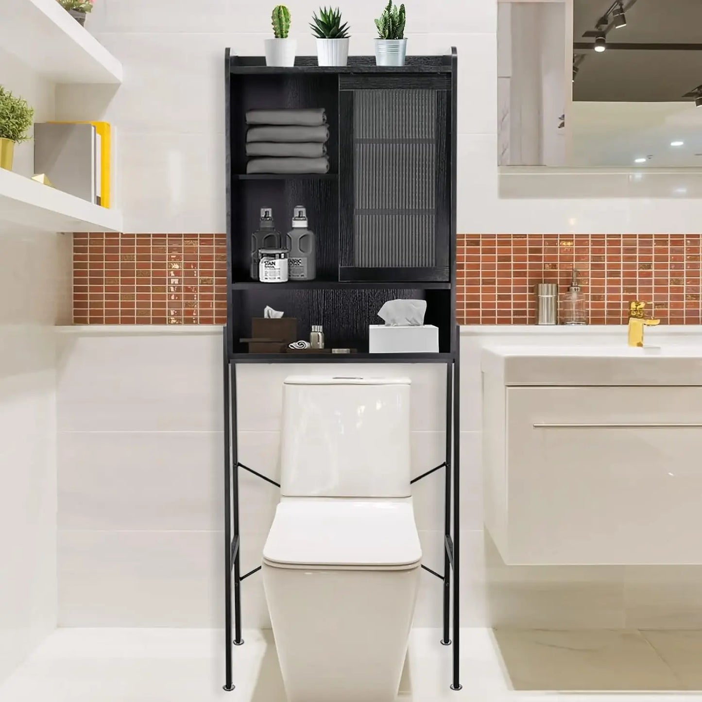 Over Toilet Storage Cabinet With Adjustable Shelves Freestanding