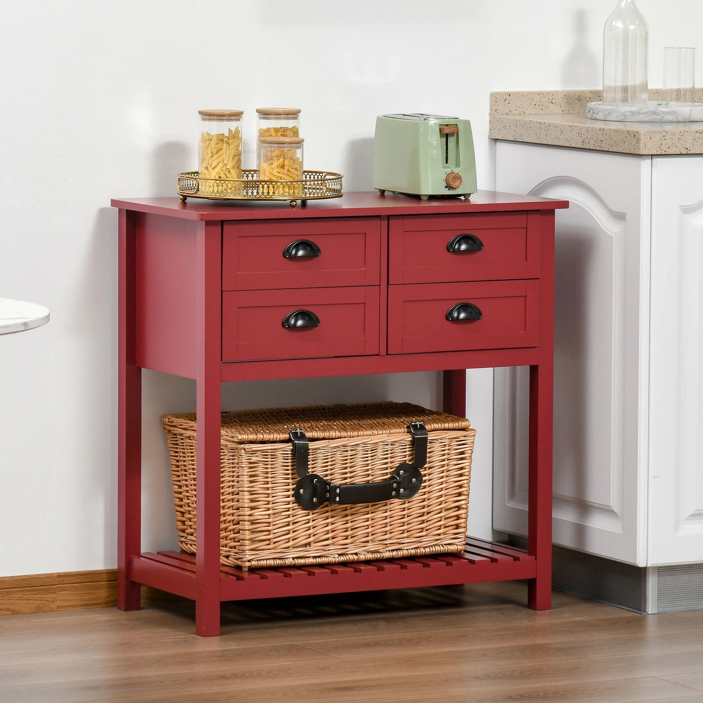 HOMCOM Sideboard Buffet Cabinet With 4 Drawers Storage