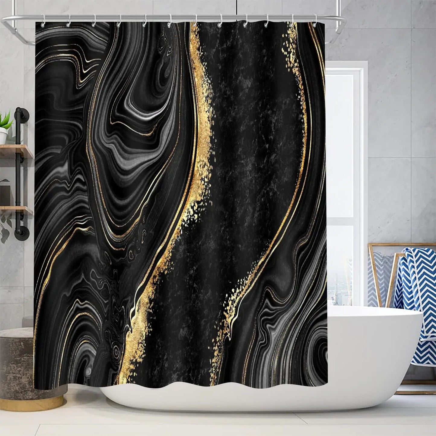 Modern Abstract Bathroom Decor 4 Piece Shower Curtain Set