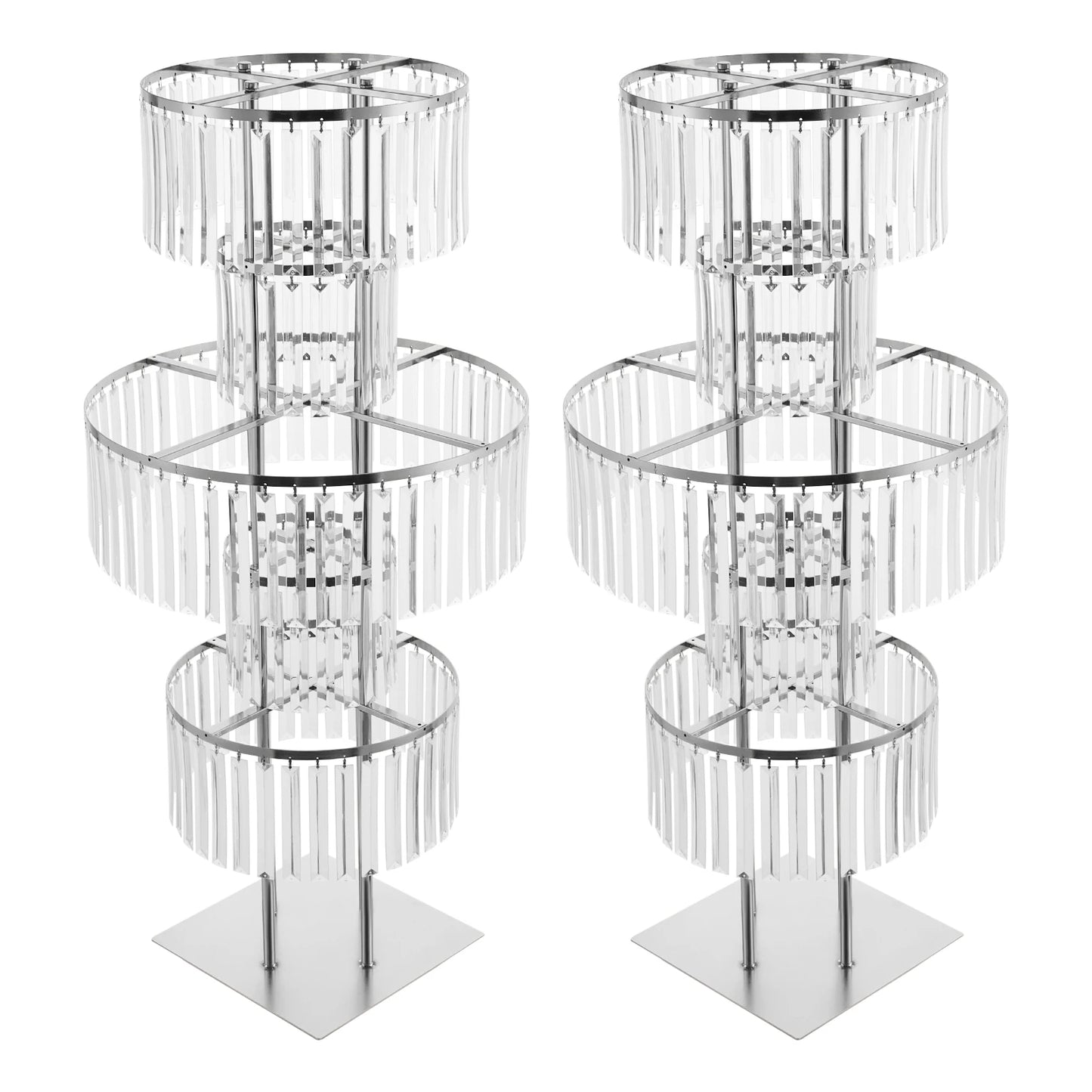 5 Tier Wedding Flower Stand With Crystal Pendants Centerpiece