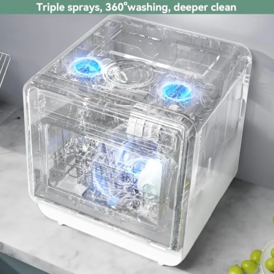 OLOEY Countertop Dishwasher with Wash Programs and Spray Arms