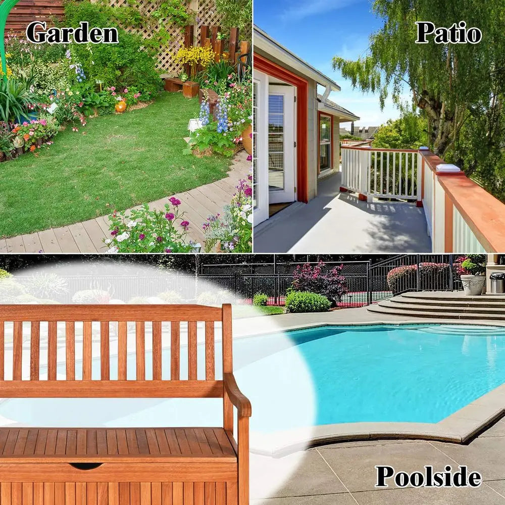 Outdoor Wood Storage Bench With Removable Dustproof Lining