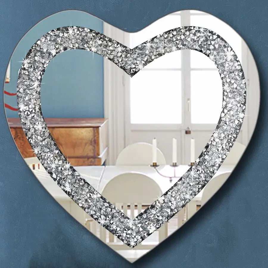 Crystal Crush Diamond Heart Shaped Mirror Wall Decor