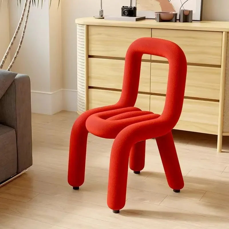 Plush Irregular Velvet Makeup Chair For Girls Bedroom