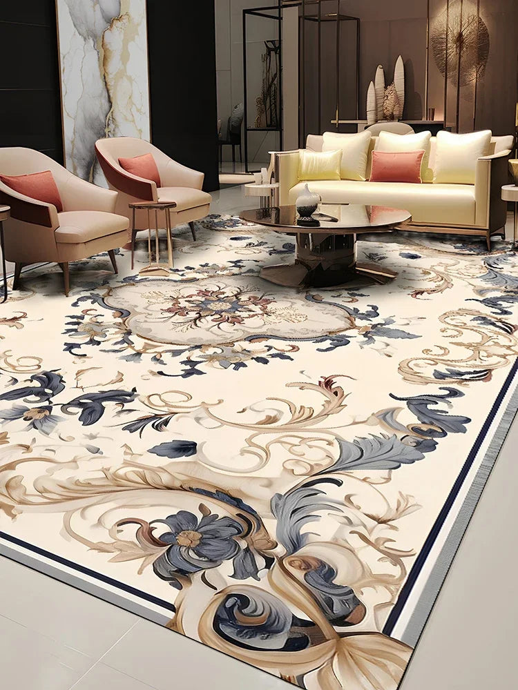 Pastoral Style Polyester Floor Rug for Living Room Bedroom
