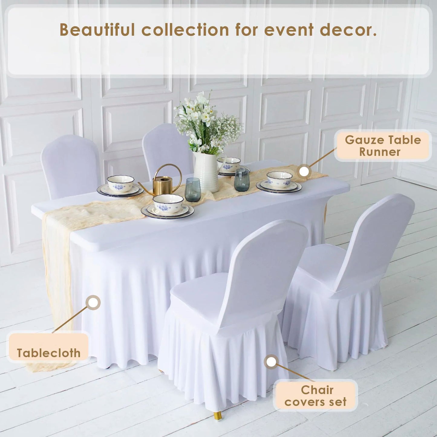 Pleated Spandex Chair Cover For Hotel Banquet And Wedding Events