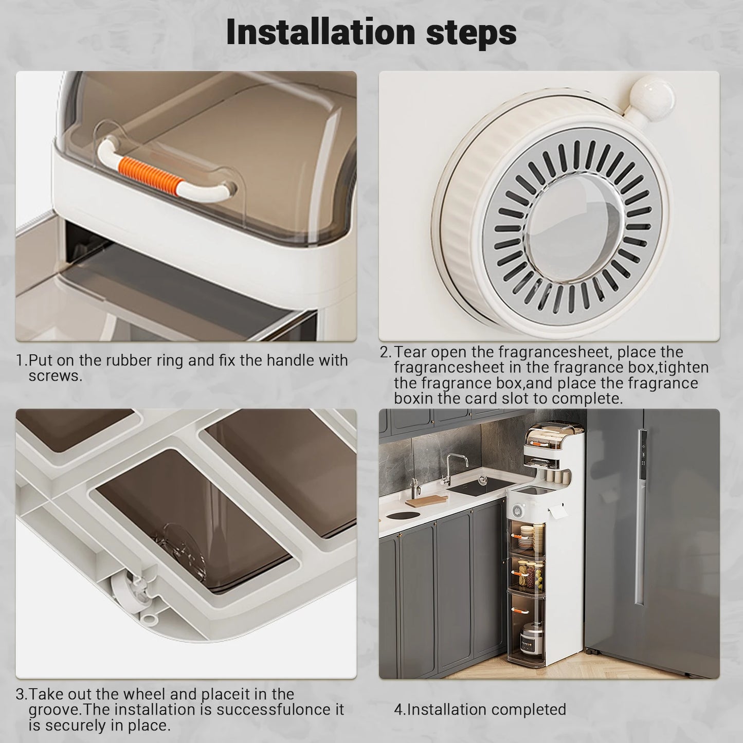 Narrow Bathroom Floor Storage Cabinet with Wheels