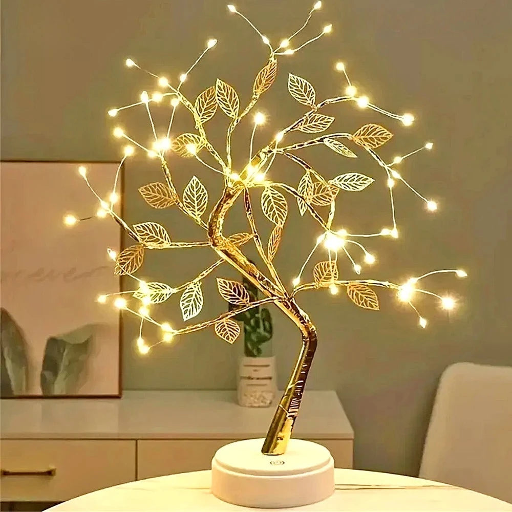 LED Golden Leaf Table Lamp Christmas Tree Night Light