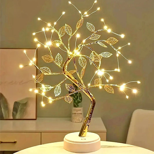 LED Golden Leaf Table Lamp Christmas Tree Night Light