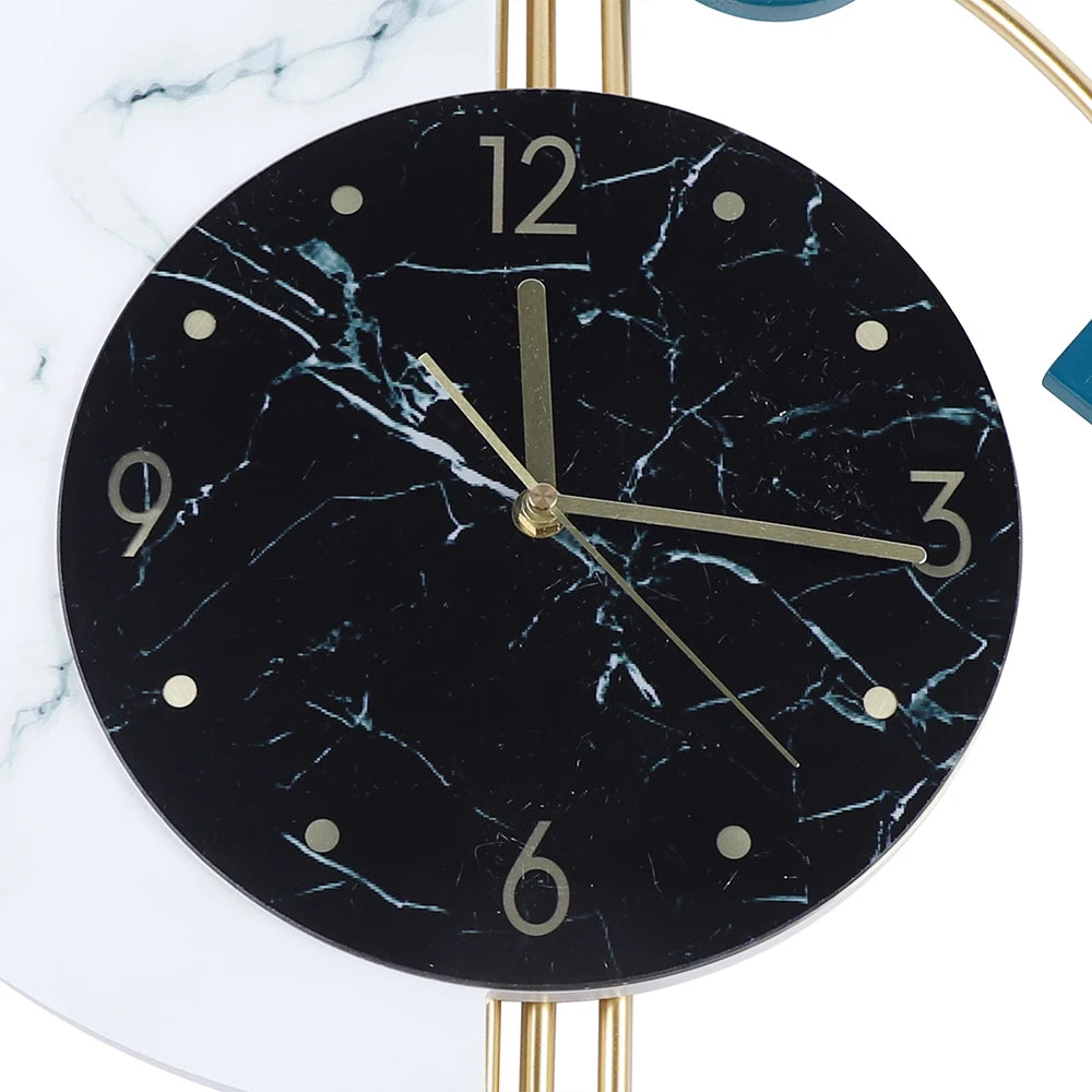 Combination Silent Wall Clock Semicircle Marble Quartz