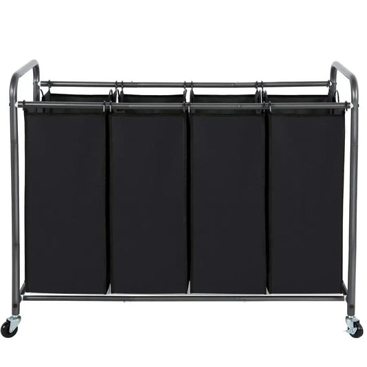 Laundry Sorter 4 Section Rolling Cart With Removable Bags